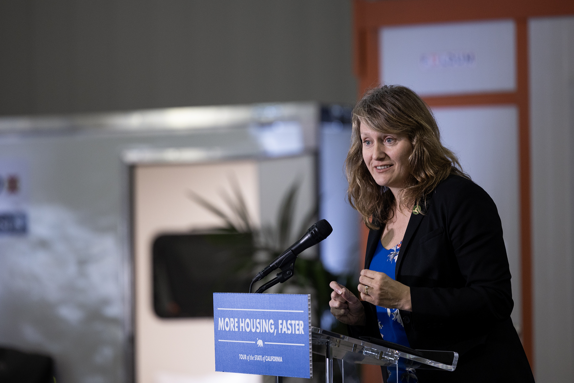 State Rep. Buffy Wicks speaks during the first stop of the governor's State of the State tour at Cal Expo in Sacramento on March 16, 2023.