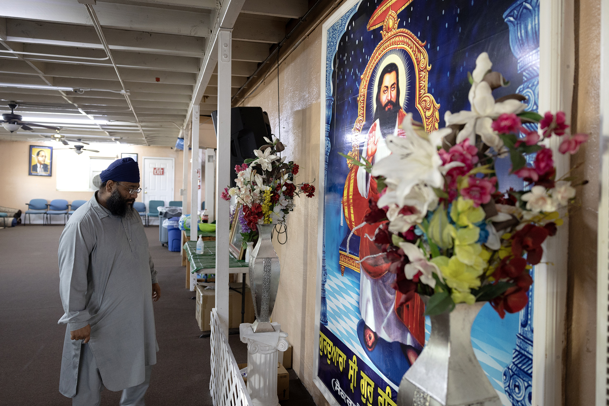 Head priest Bhai Gurdeep Singh at the Shri Guru Ravidass Temple in Rio Linda on June 3, 2023. Photo by Miguel Gutierrez Jr., CalMatters