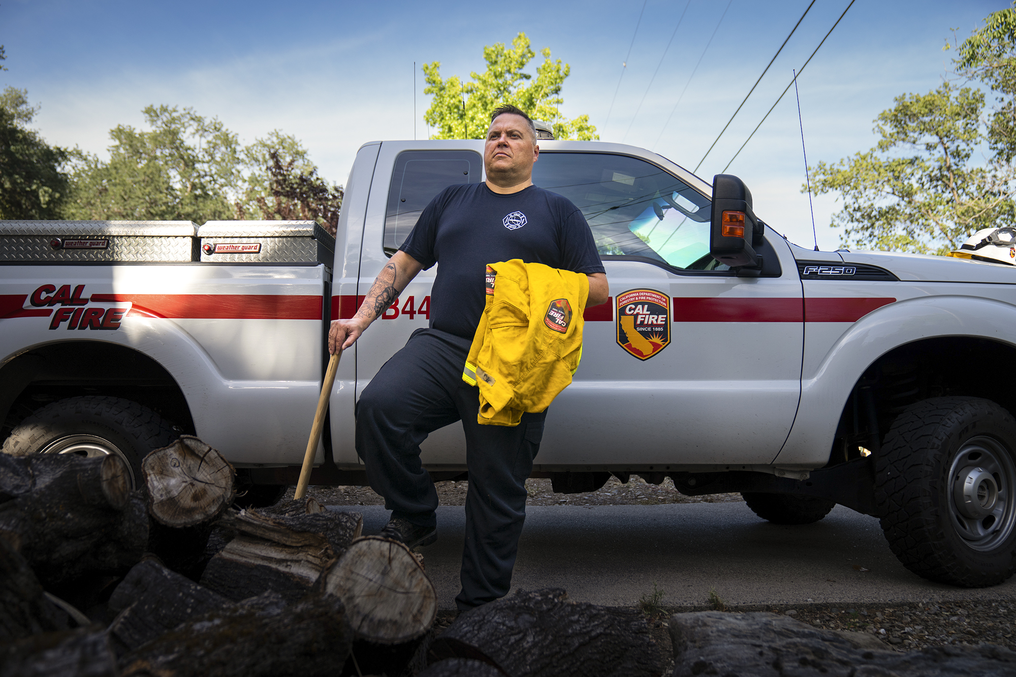 CalFire Battalion Chief Brad Niven at his home in Sonora on June 8, 2022. Photo by Julie Hotz for CalMatters