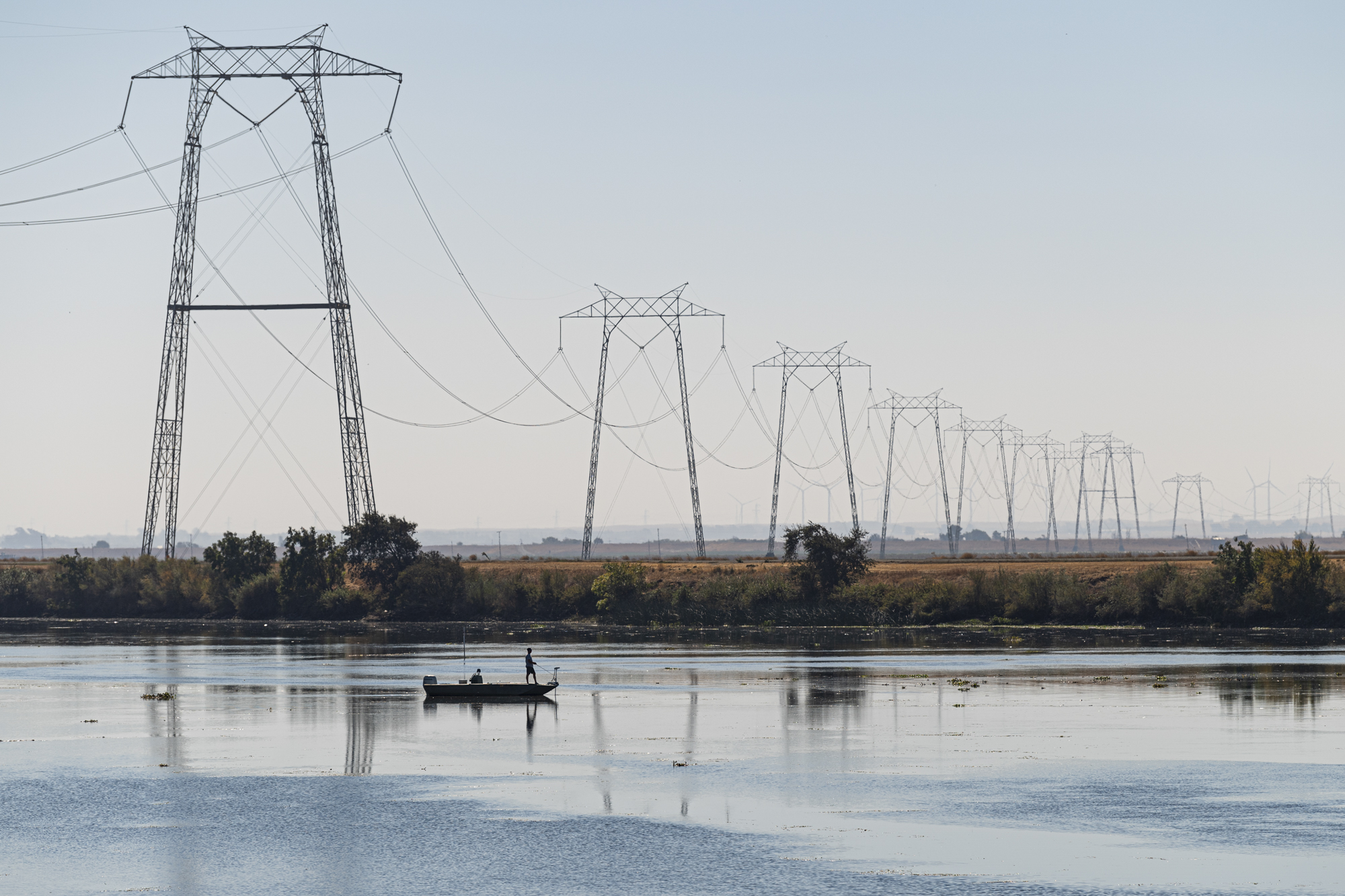 Anglers at Lookout Slough in the Sacrament-San Joaquin River Delta.