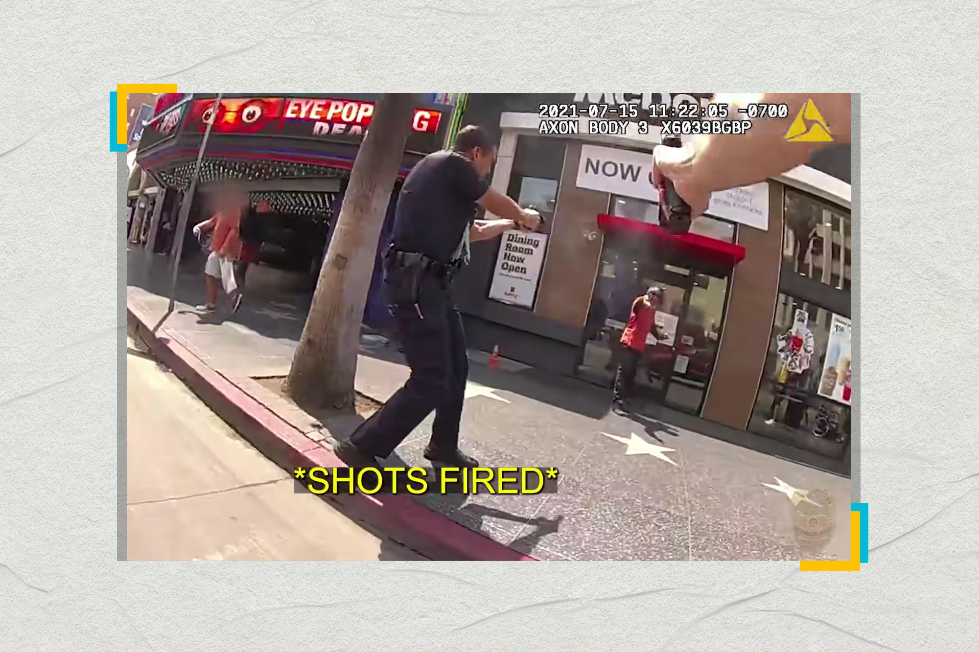 Body cam footage of the LAPD shooting of Matthew Sova on July 15, 2021. Screenshot via YouTube