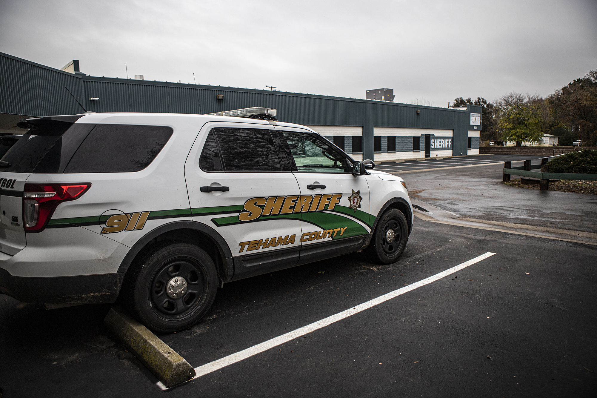 Sheriff squad car at the Tehama County Sheriff's Office in Red Bluff on Dec. 9, 2022. The sheriff's office announced the stop of patrolling during the day, blaming a shortage of officers.