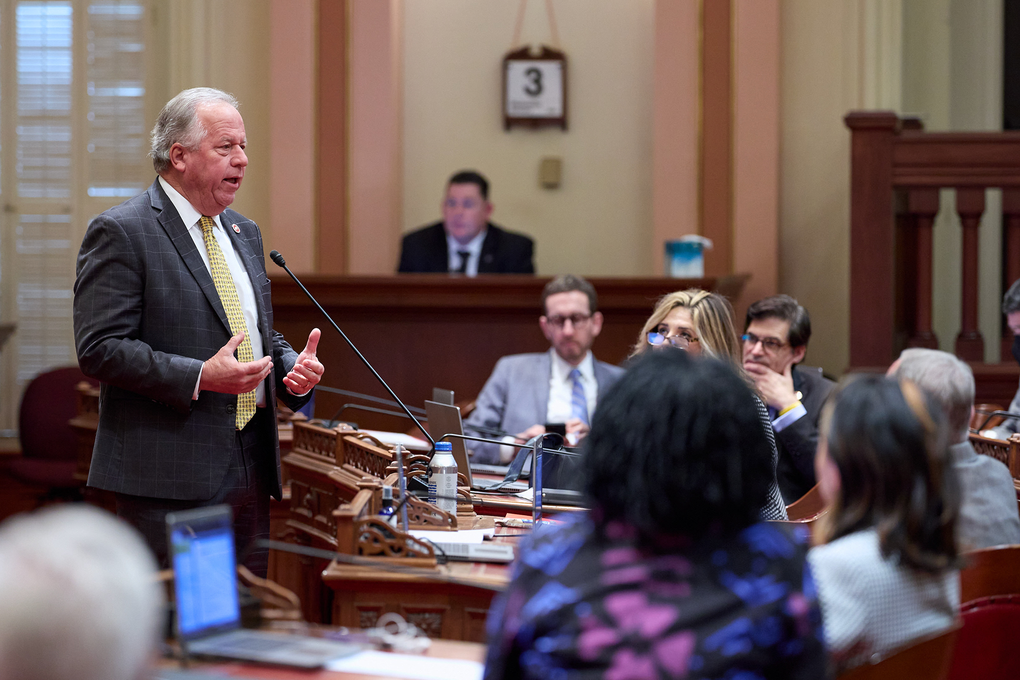 State Sen. Bill Dodd speaks during the first day of session at the state Capitol in Sacramento on Jan. 3, 2024. Photo by Fred Greaves for CalMatters