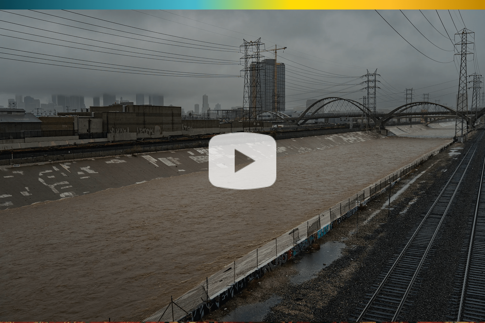 The Los Angeles River after a day of heavy rain in Los Angeles on Feb. 5, 2024.