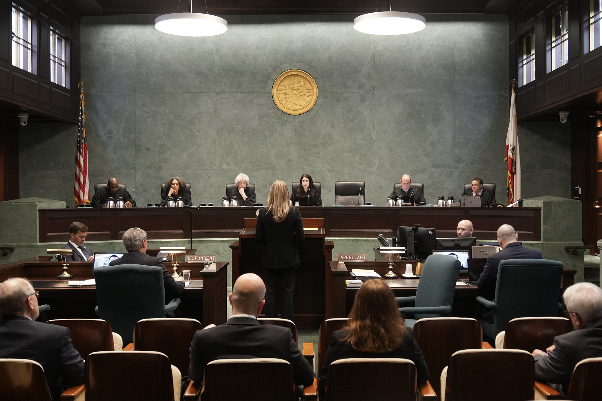 The California Supreme Court during a court session at the Ronald Reagan State Office Building in Los Angeles on April. 3, 2024. Photo by Damian Dovarganes, AP Photo