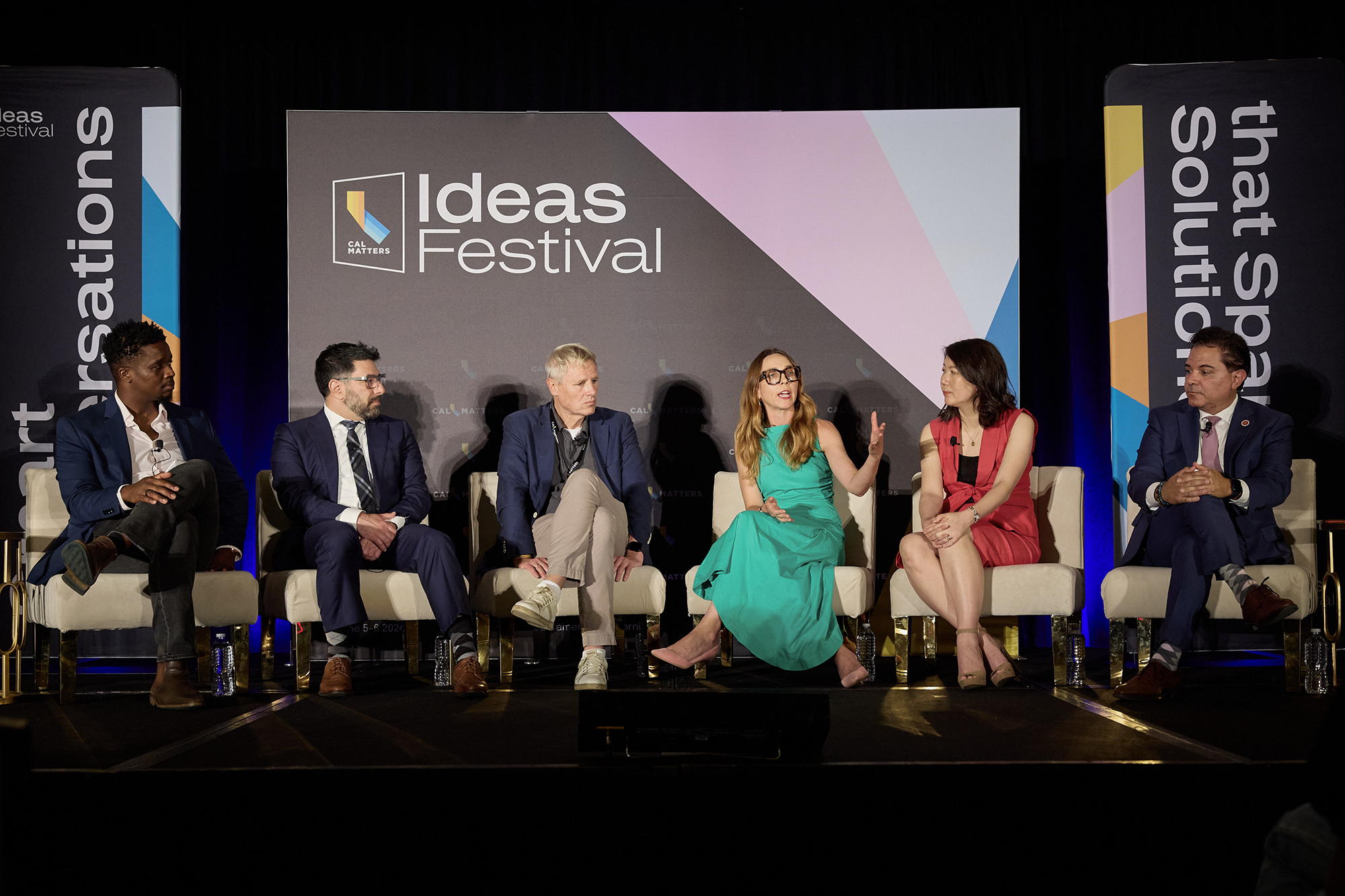 Samantha Gordon, chief program officer of TechEquity, speaks during a panel about AI accountability at CalMatters’ Ideas Festival at the Sheraton Grand Hotel in Sacramento on June 5, 2024. Photo by Fred Greaves for CalMatters
