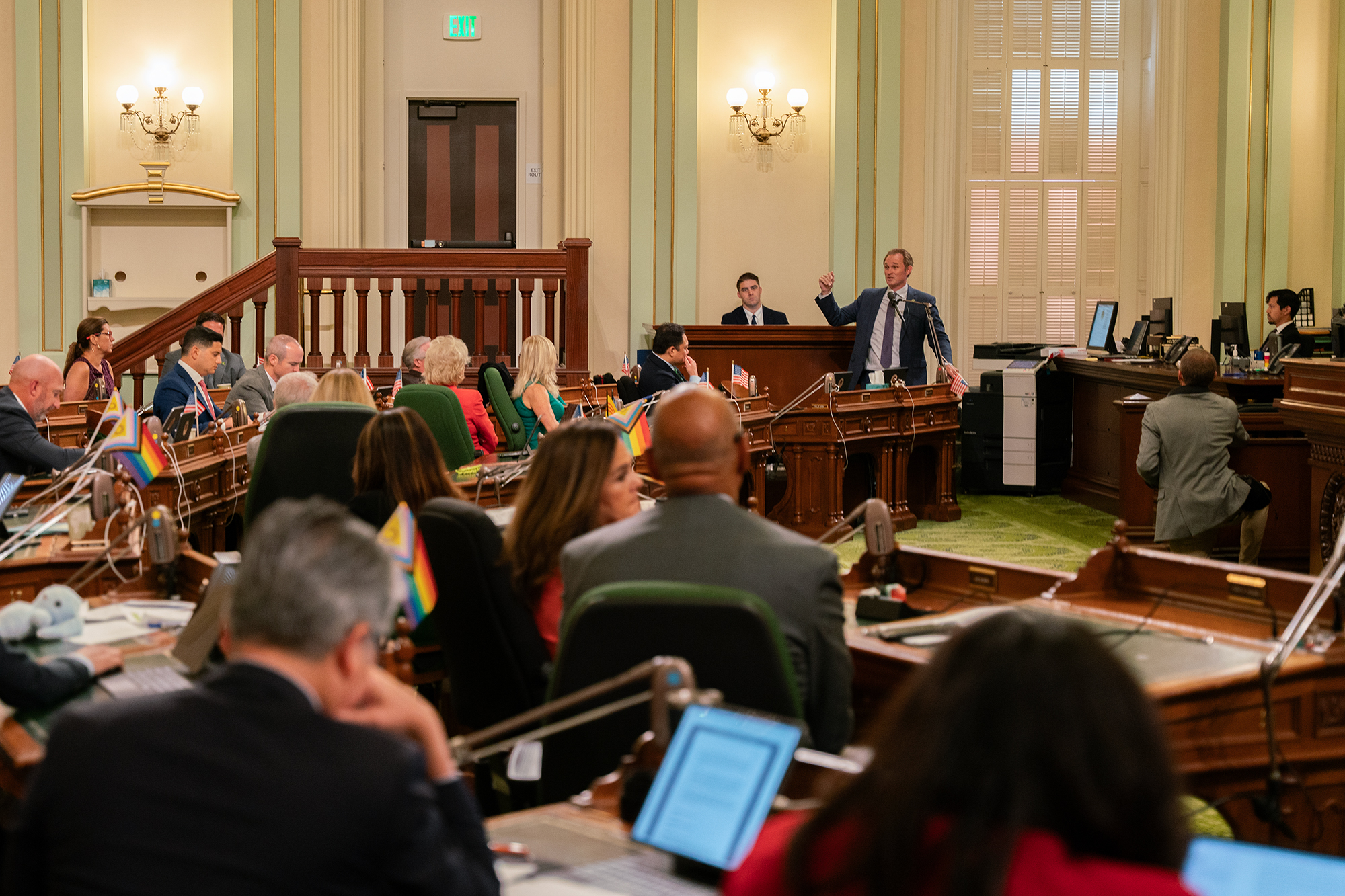 Assemblymember James Gallagher speaks during the floor session at the state Capitol in Sacramento on June 13, 2024. Photo by Cristian Gonzalez for CalMatters