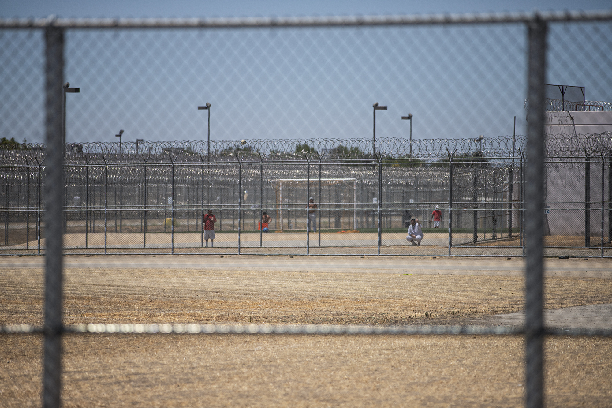 People detained inside the Golden State Annex, a U.S. Immigration & Customs Enforcement detention facility, in McFarland on July 8, 2024. Photo by Larry Valenzuela, CalMatters/CatchLight Local