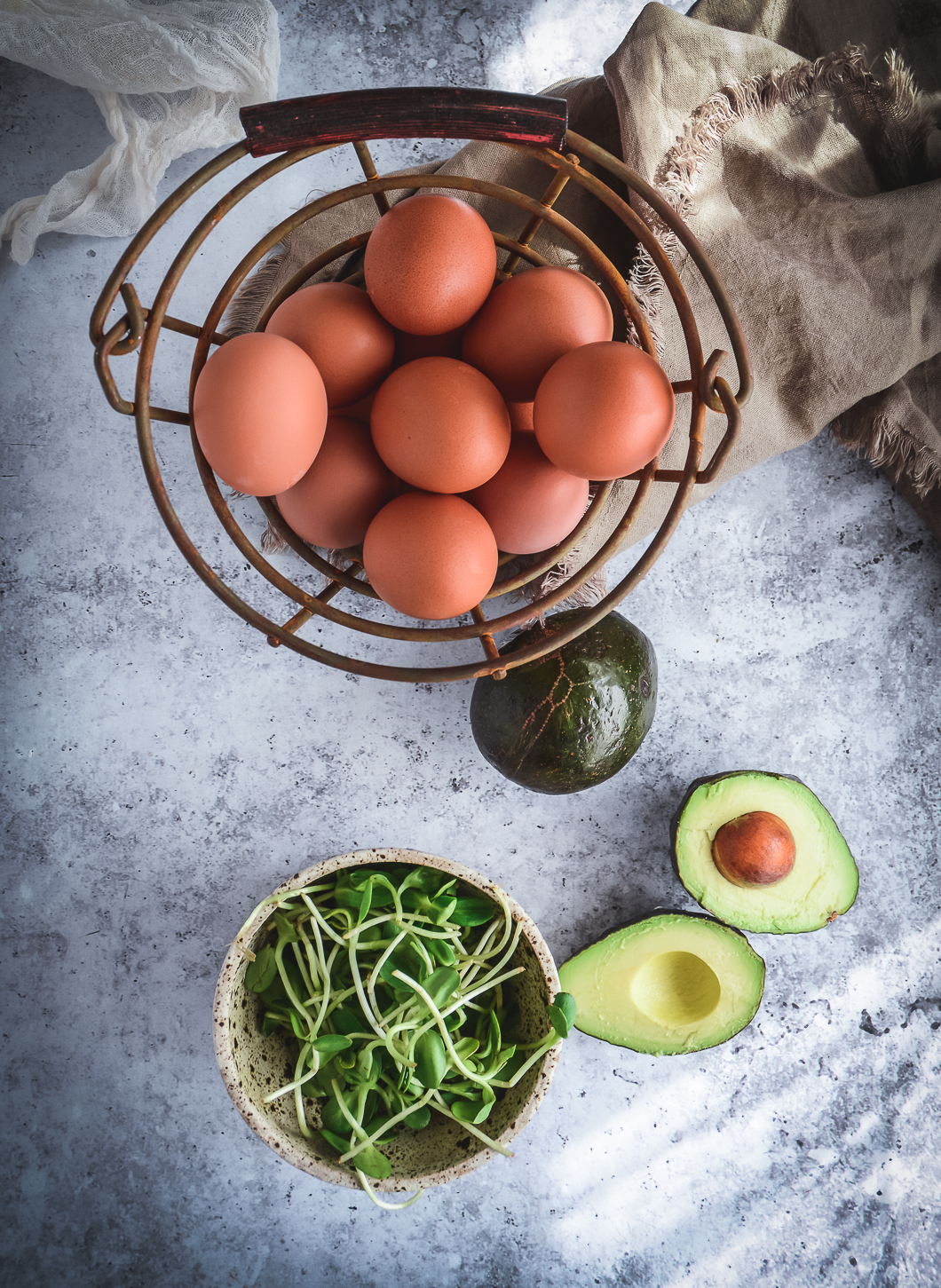 eggs, avocados and greens