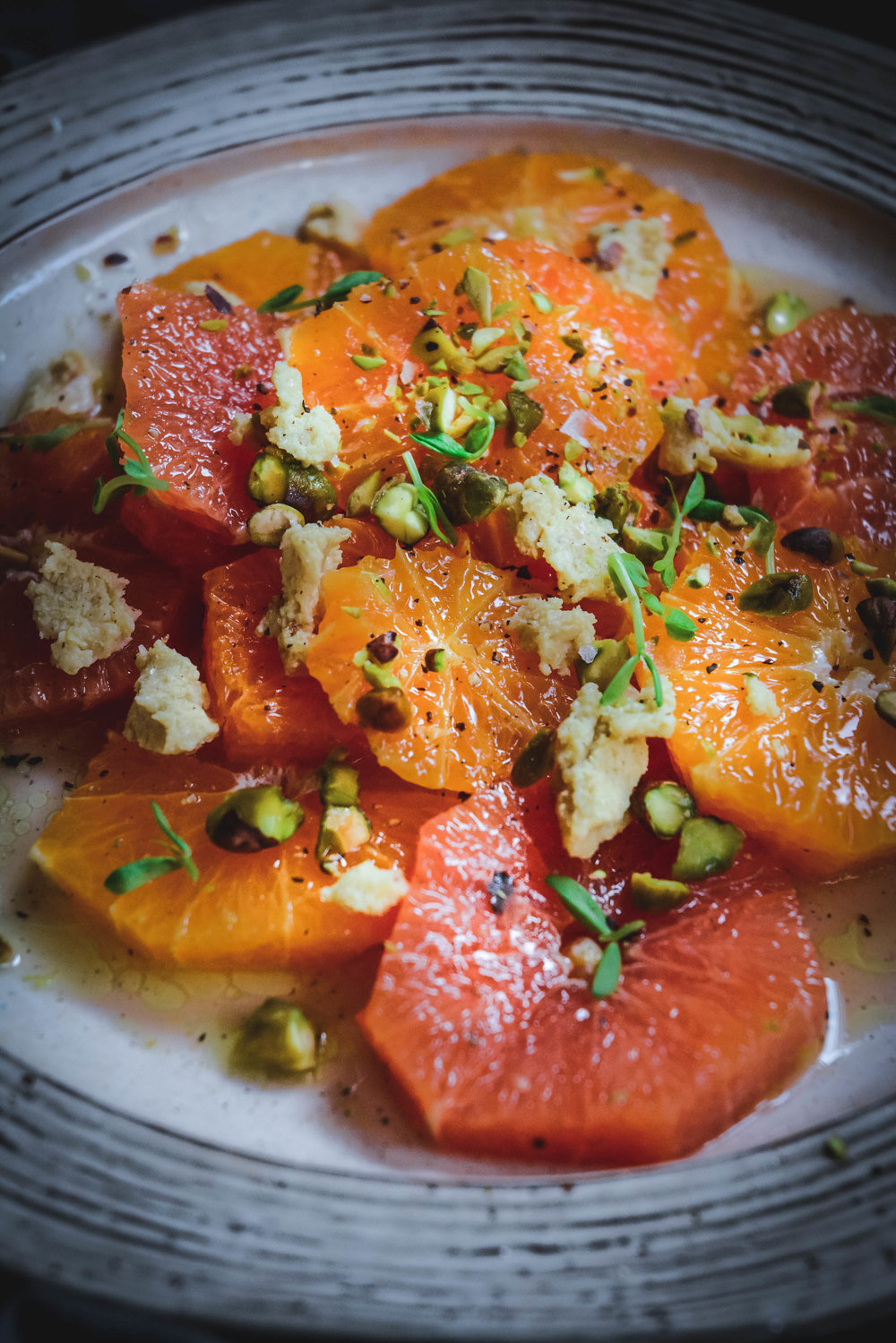 Citrus Salad with Cashew Cheese and Toasted Pistachios