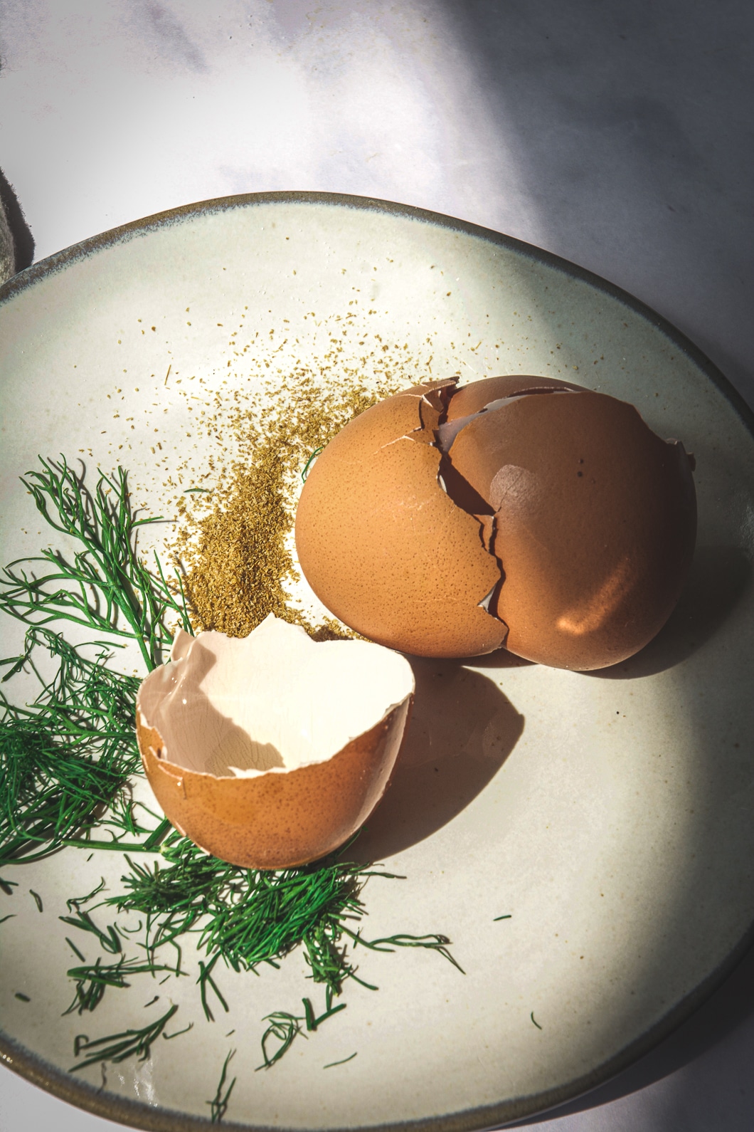 Egg shells on plate