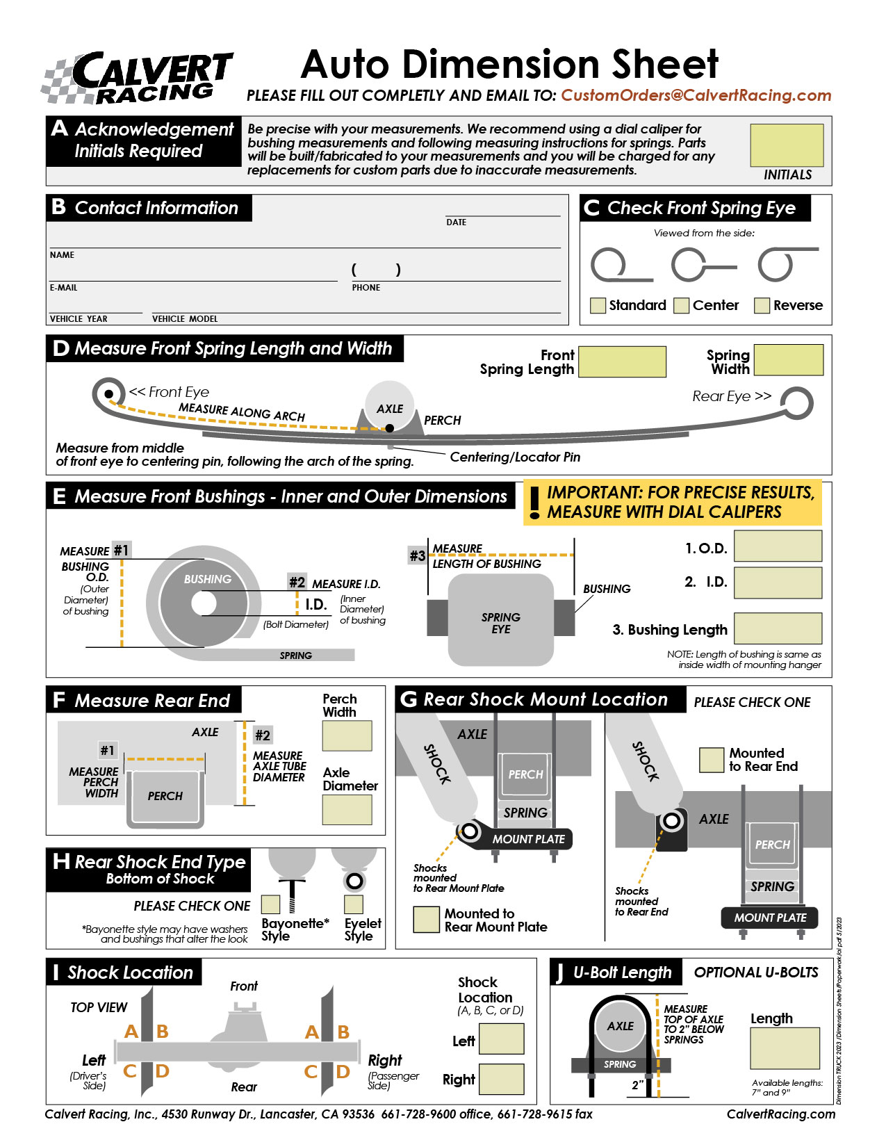 Calvert Racing Auto Dimension Sheet