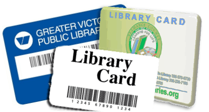 Example of dummy library cards to remind you to take your library card with in in case of an emergency.