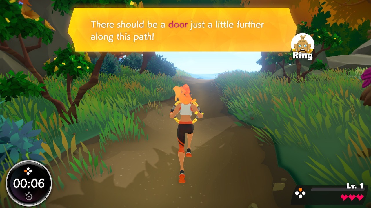In-game scene illustrating the large size of the dialogue text.