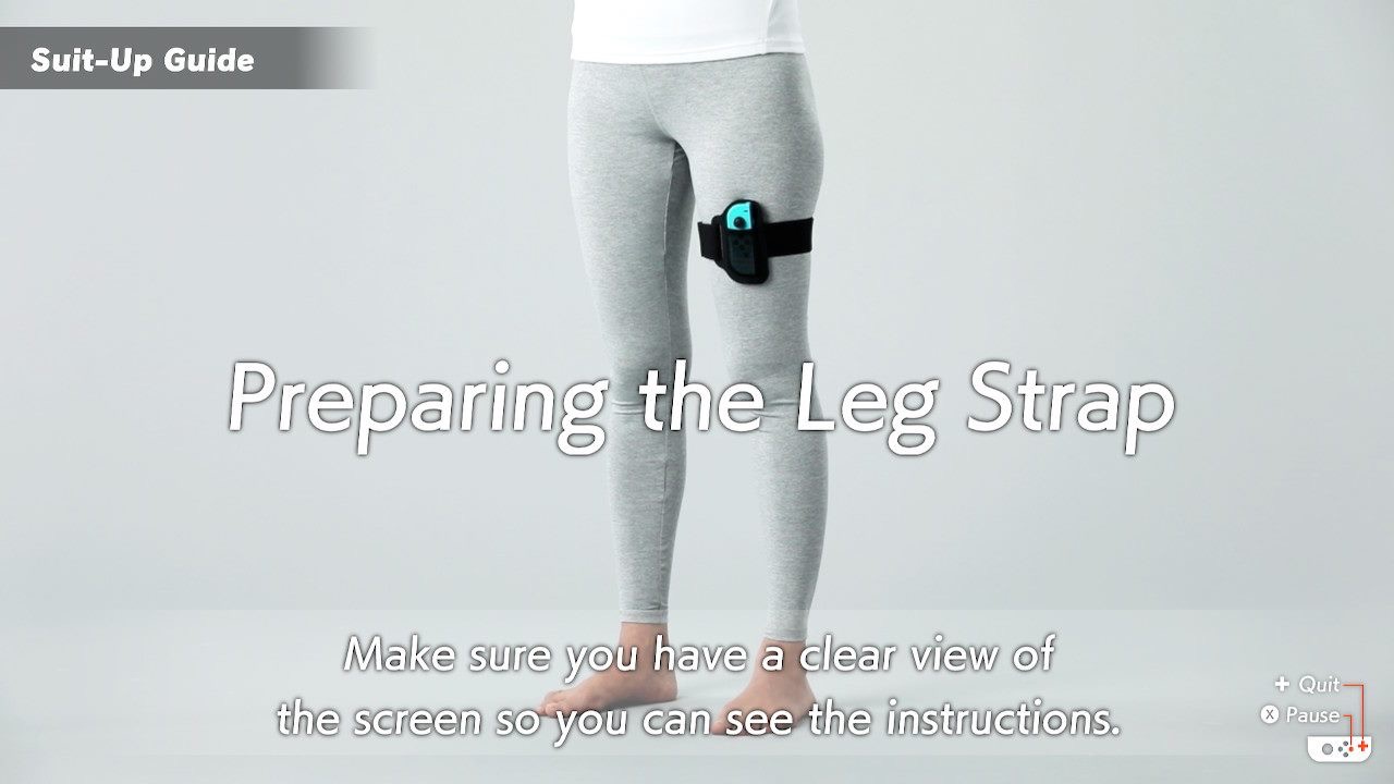 Instructions for putting on the leg strap.