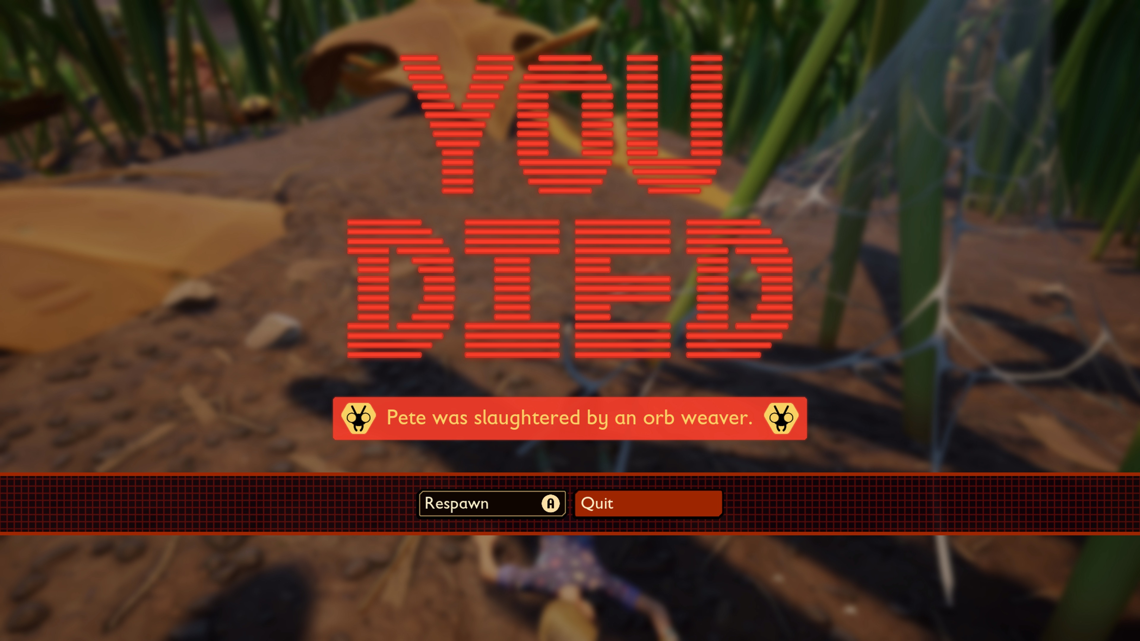 The "You Died" screen.