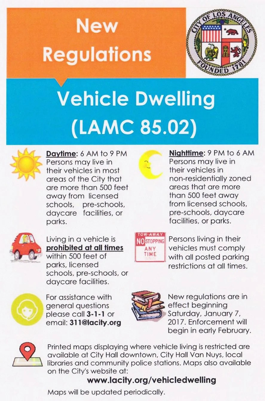 Revised Lamc Section 85 02 Use Of Vehicles As Living Quarters Canoga Park Neighborhood Council