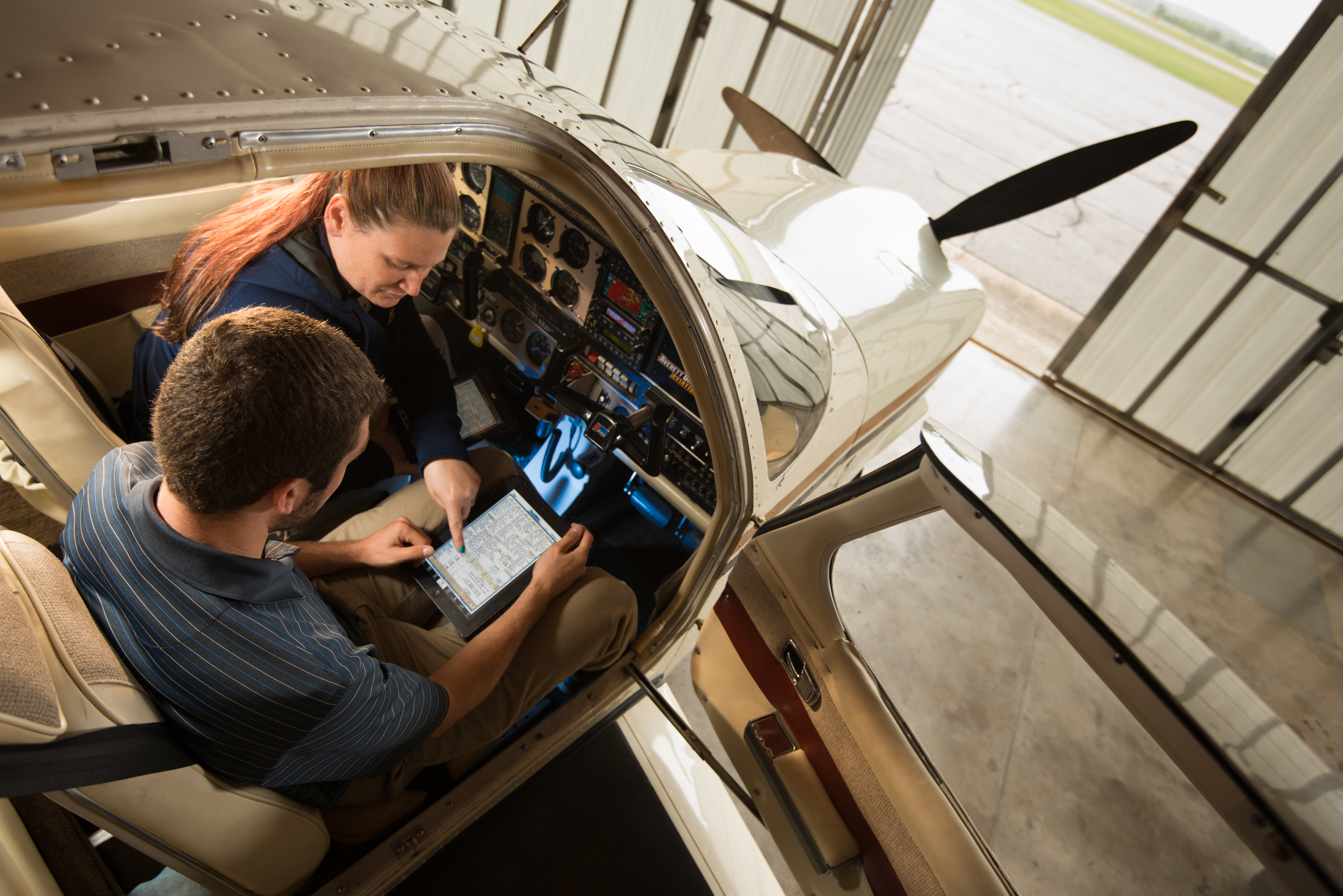 Recent graduates can obtain their required flying hours by training underclassmen as certified flight instructors of the university. Photo courtesy of Averett University.