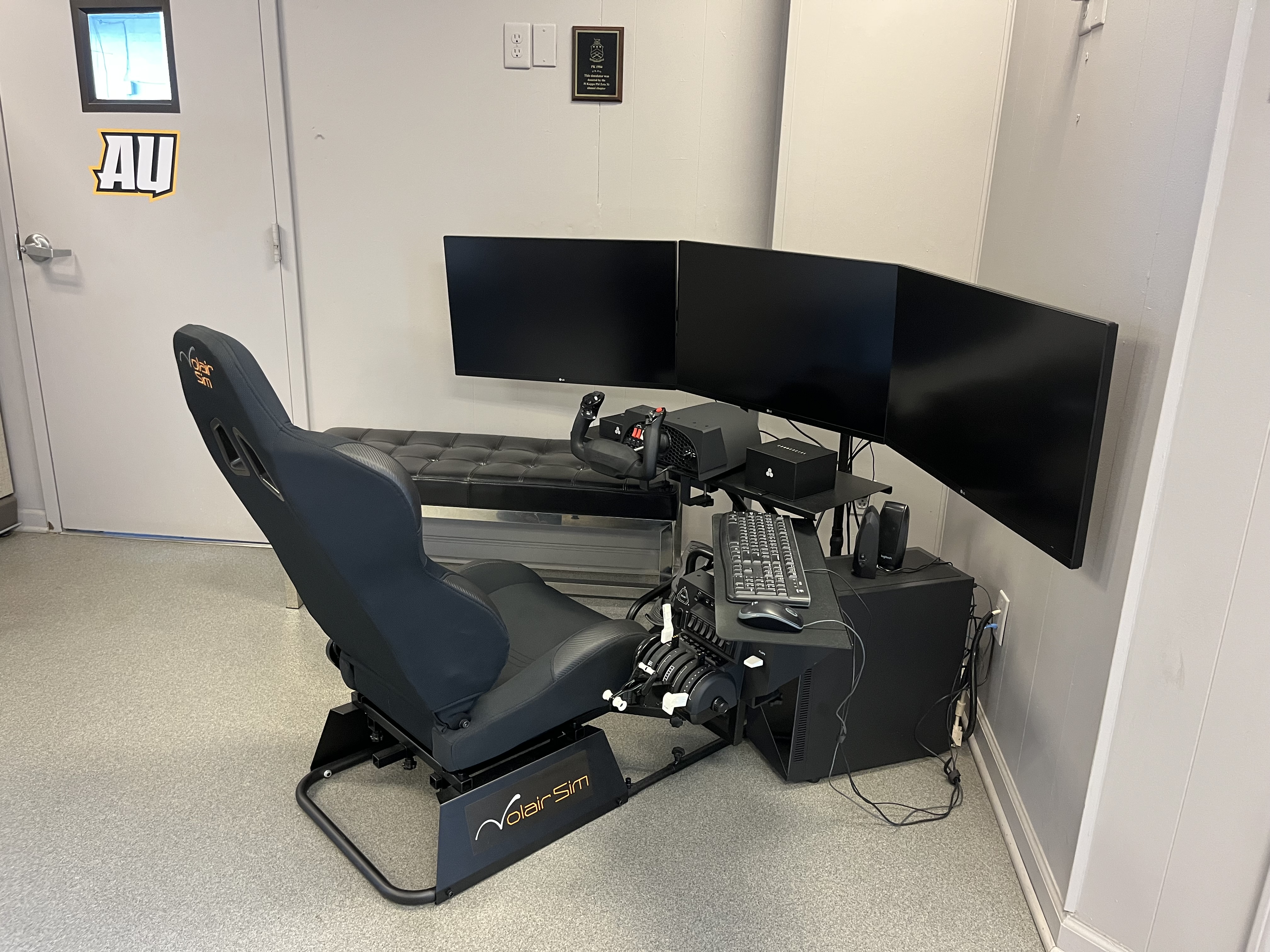 flying simulations inside the George J. Falk Flight Operations Center at the Danville Regional Airport.