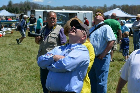 Jack Kennedy looks up as birth is given to the national drone industry at Lonesome Pine Airport in Wise in 2015. Courtesy of Kennedy.
