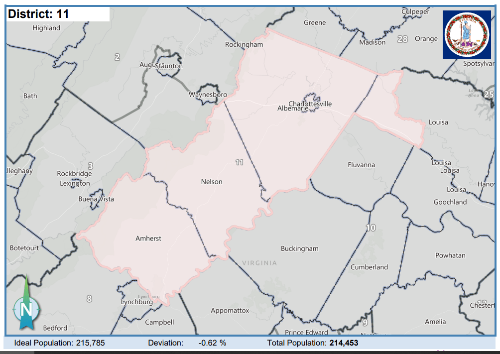 Senate District 11. Courtesy of Virginia Supreme Court.