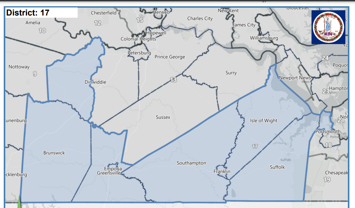 The 17th state Senate district. Courtesy of Virginia Supreme Court.