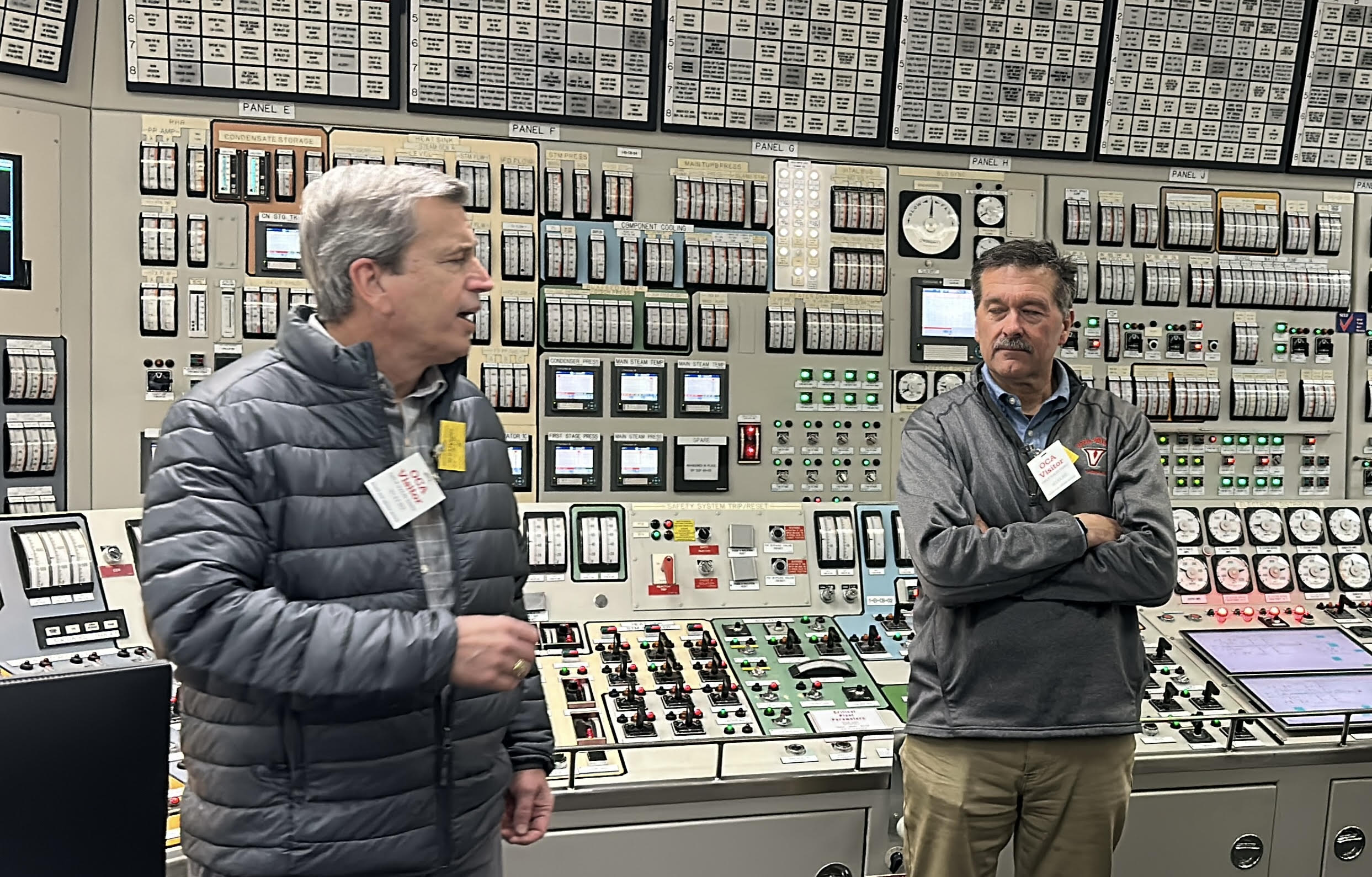 Del. Richard "Rip" Sullivan, D-Fairfax County, and House Majority Leader Terry Kilgore, R-Scott County, tour the North Anna nuclear power plant. Photo by Markus Schmidt.