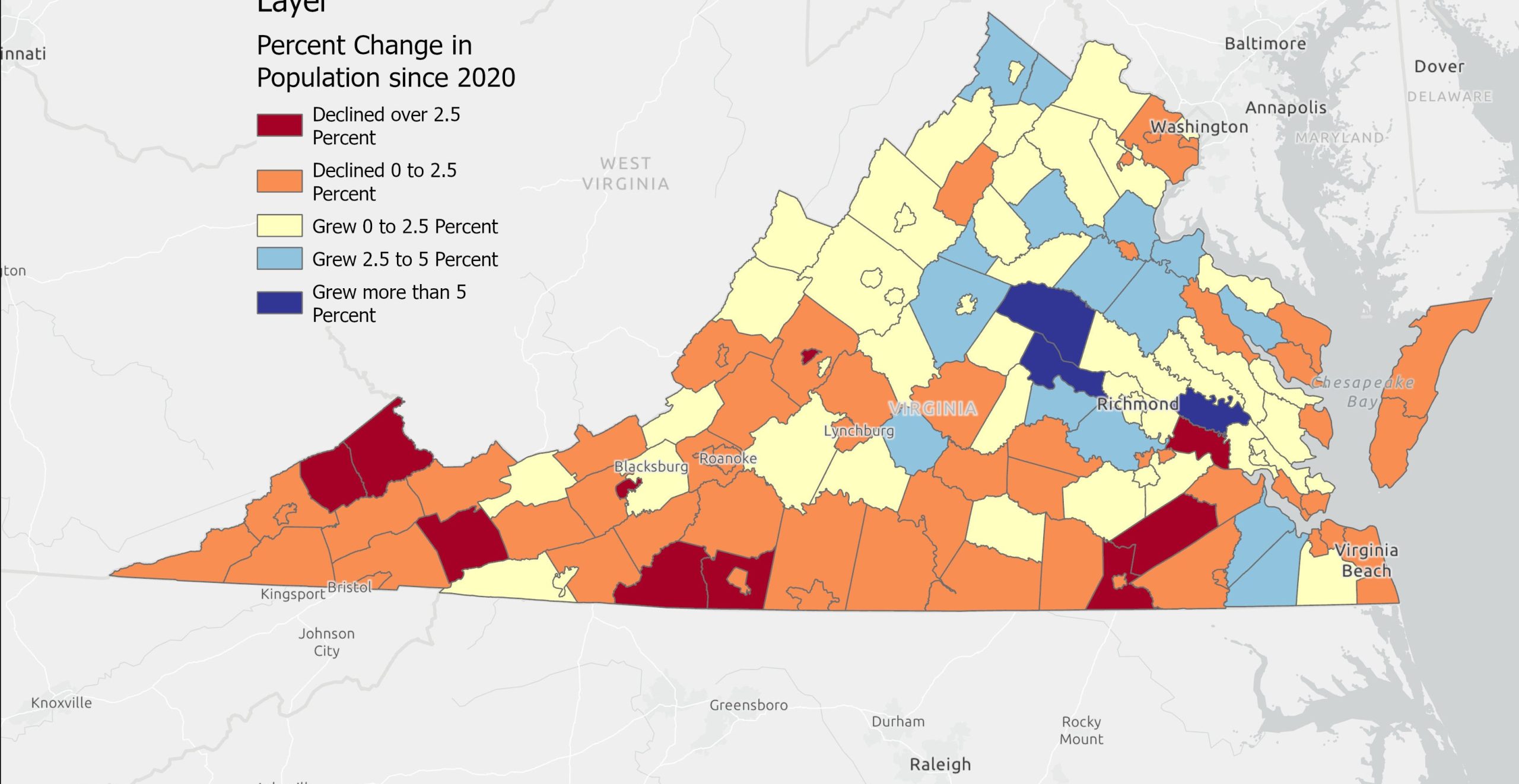 How the state's population has changed since 2020. Courtesy of Hamilton Lombard.