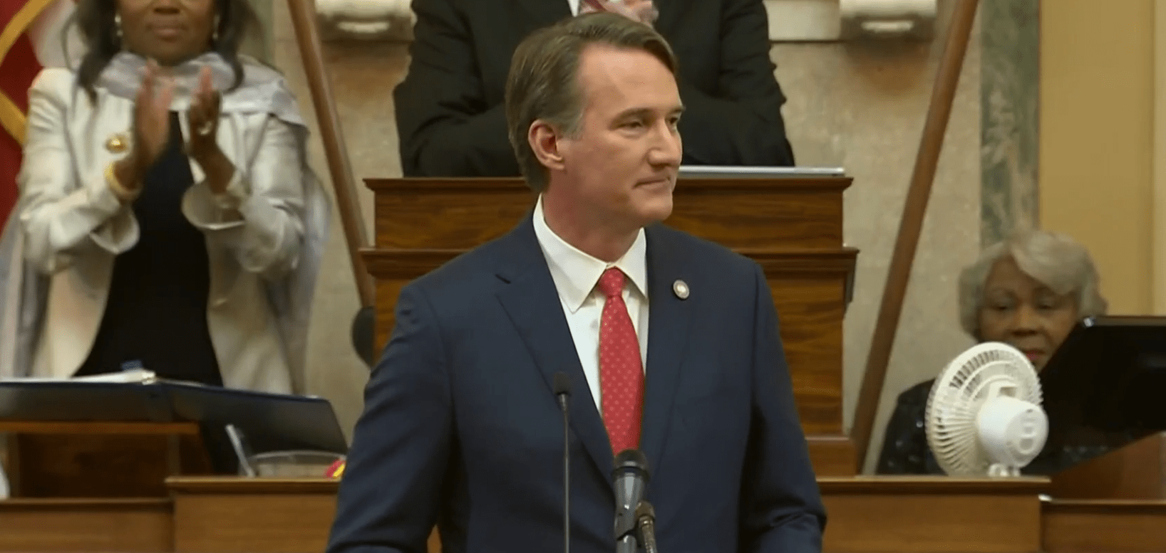 Screenshot of Gov. Glenn Youngkin addressing the legislature.
