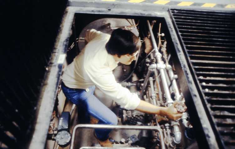 The nuclear reactor allowed for hands-on training for students and staff. Courtesy of Virginia Tech Special Collections