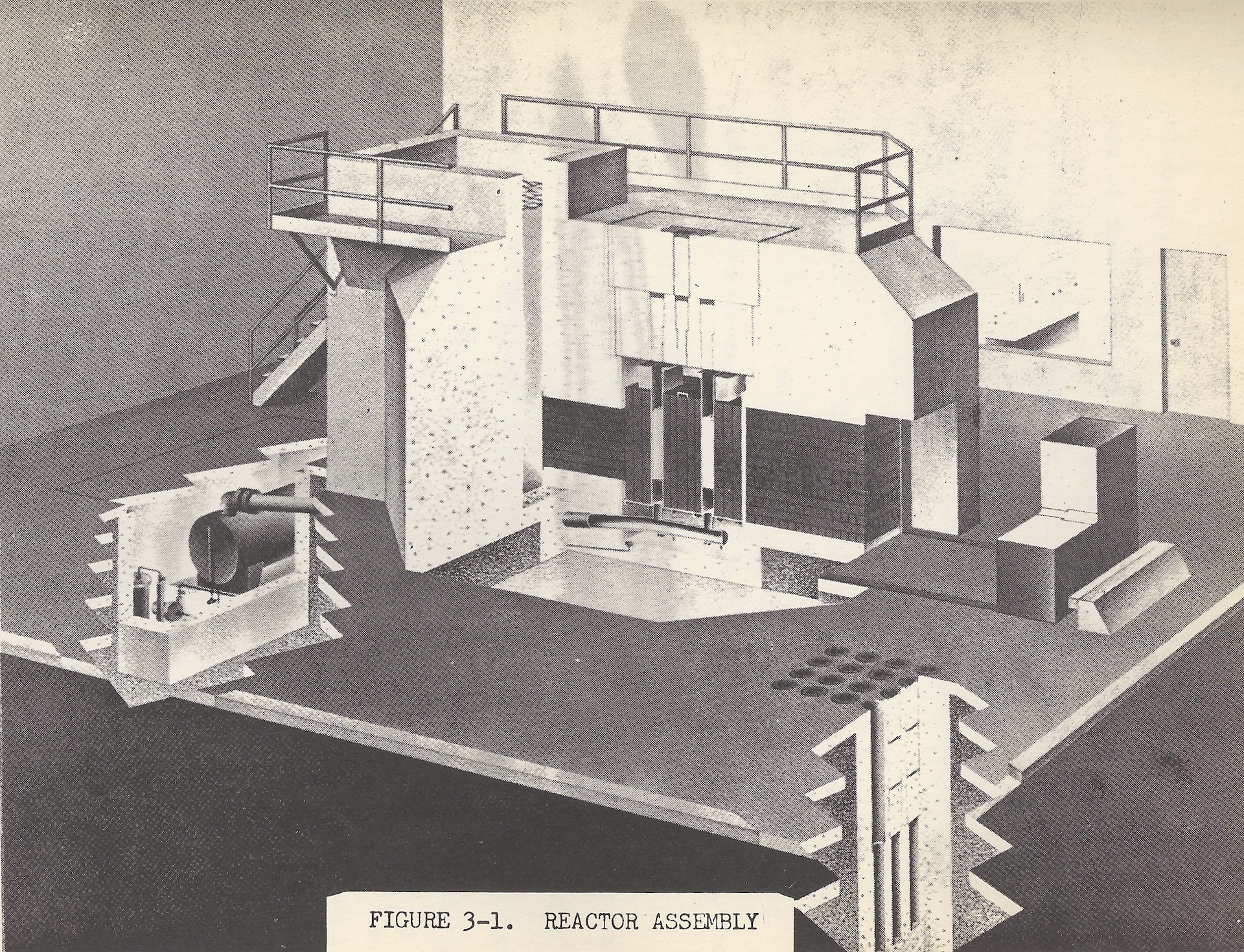 This illustration shows the design of Virginia Tech's nuclear reactor, which was used by the university's physics and engineering departments from 1960 until 1985. The illustration was included in a report compiled by professor Andrew Robeson in 1962. Courtesy of Virginia Tech Special Collections
