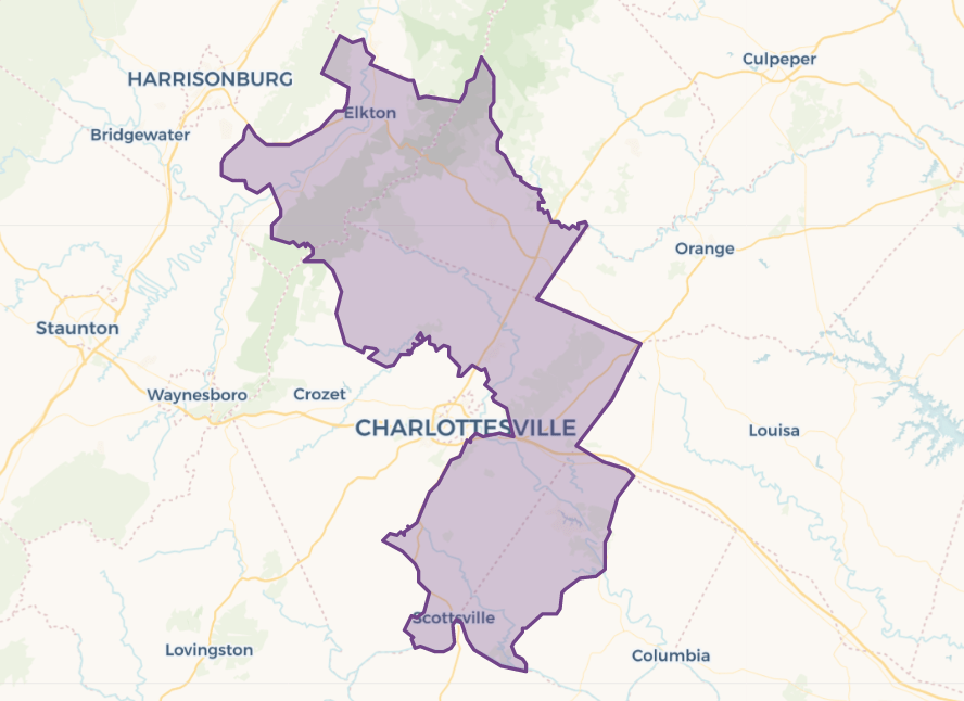 This is the district that Del. Rob Bell, R-Albemarle County, has represented. It covers parts of Albemarle, Rockingham as well as Greene County and part of Fluvanna County. Courtesy of VPAP.