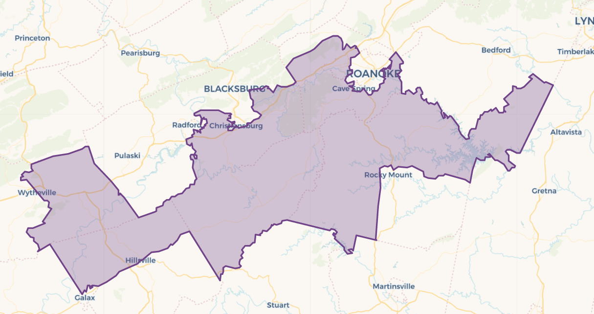 This is the district that state Sen. David Suetterlein, R-Roanoke County, has represented. Courtesy of VPAP.