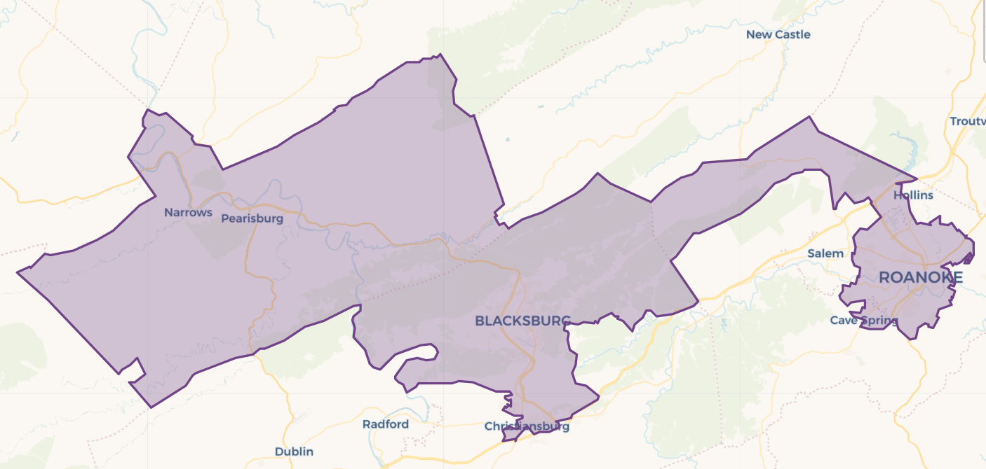 This is the district that state Sen. John Edwards, D-Roanoke, has represented. Courtesy of VPAP.