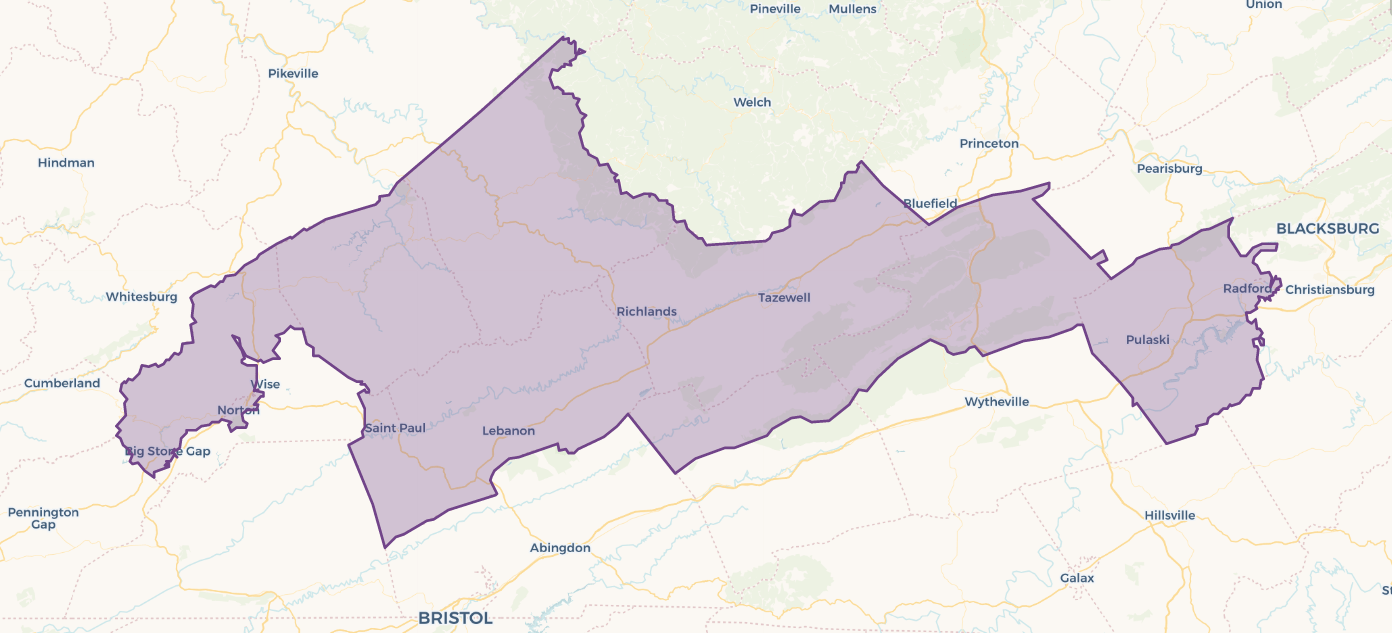 This is the old district that state Sen. Travis Hackworth, R-Tazewell County, has represented. Courtesy of Virginia Public Access Project.