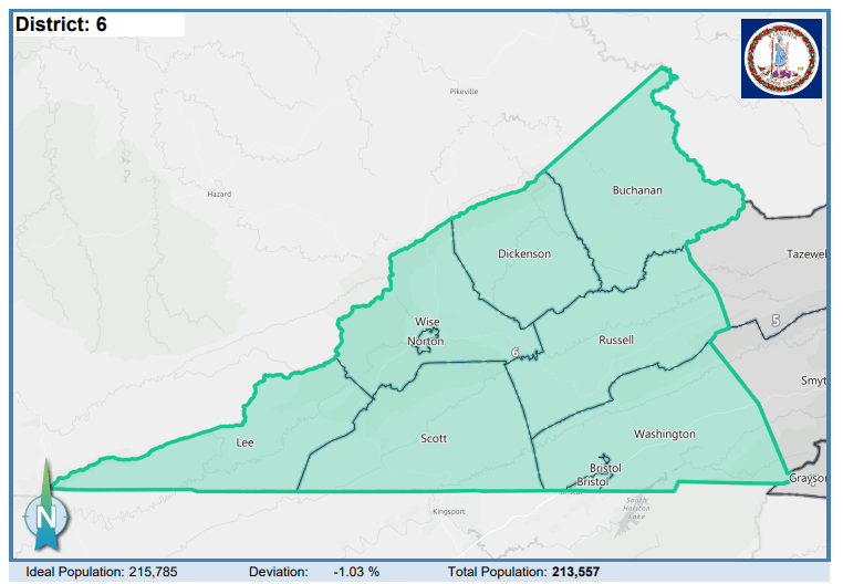 Senate District 6. Courtesy of Virginia Supreme Court.
