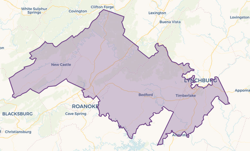 This is the district that state Sen. Steve Newman, R-Bedford County, has represented. Courtesy of Virginia Public Access Project.