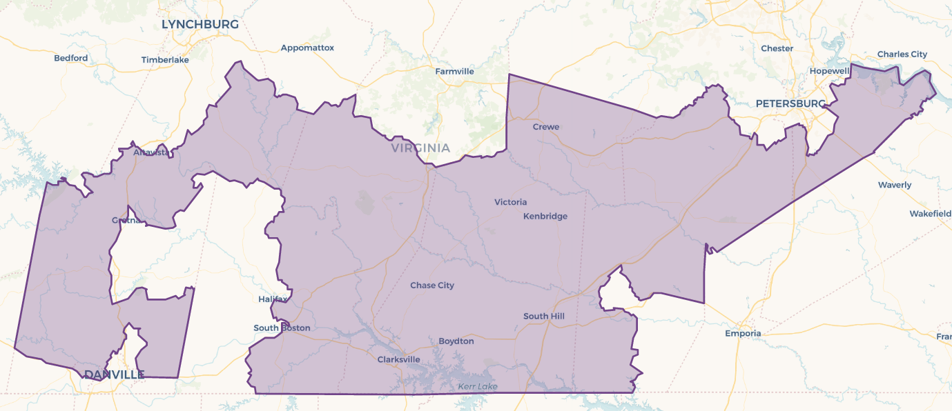 This is the old district that state Sen. Frank Ruff, R-Mecklenburg County, has represented. Courtesy of Virginia Public Access Project.