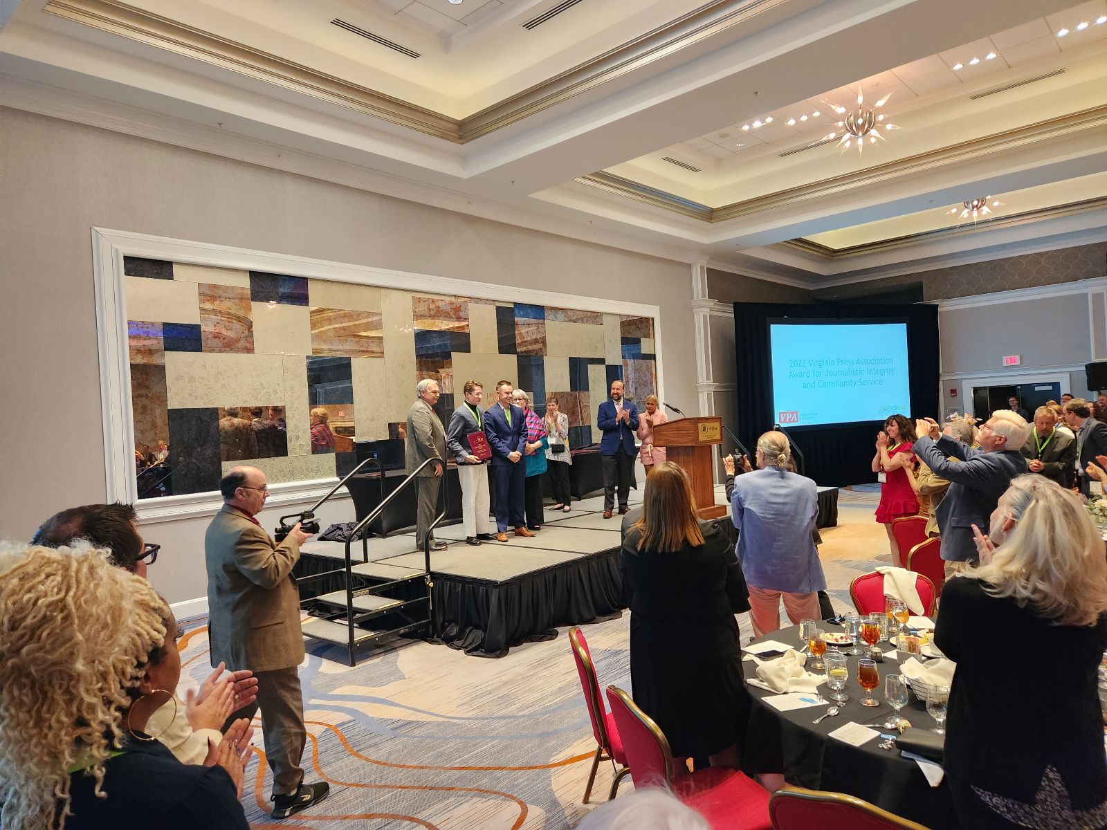 The staff of The Cadet received the state's top journalism award from the Virginia Press Association on Saturday in Short Pump. Photo by Dwayne Yancey.