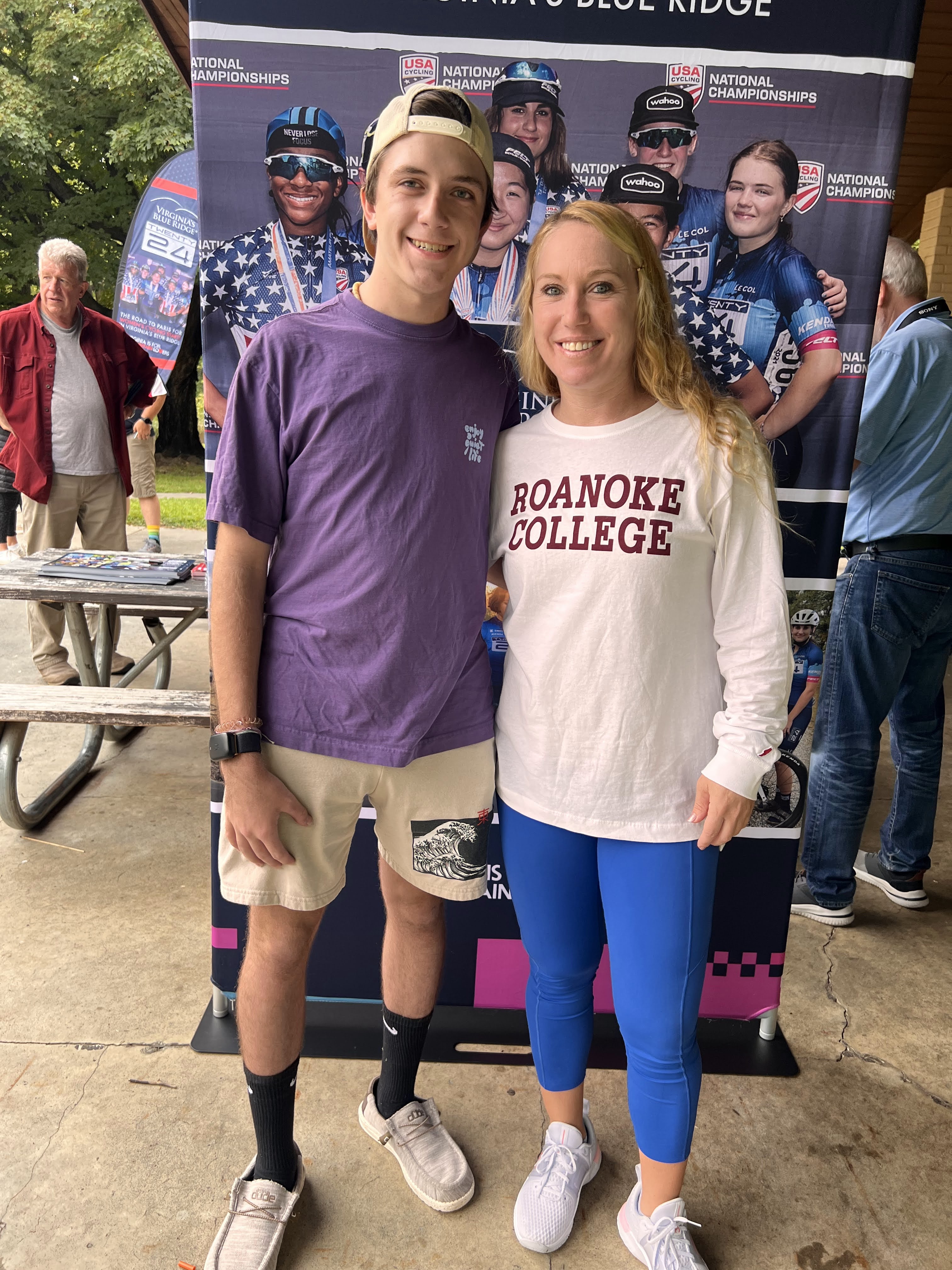 Roanoke College Cycling commit Ashton Klein and Head Coach Shelley Olds. Photo by Glenn Klein