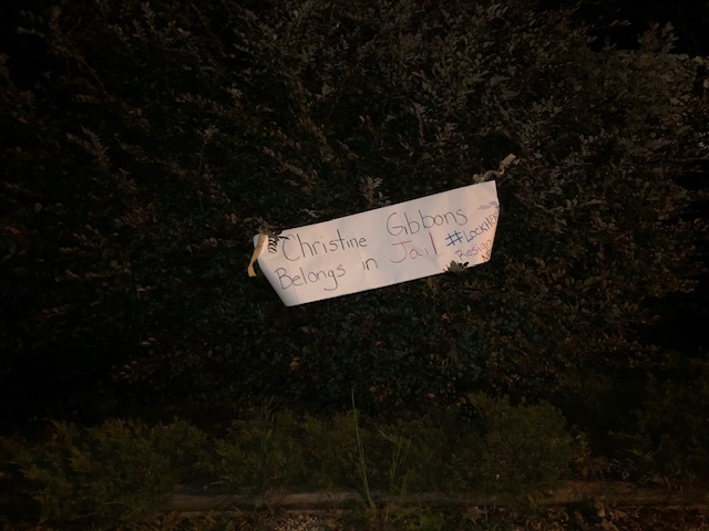 The sign that appeared on Christine Gibbons' yard in October 2020. Courtesy of Gibbons.