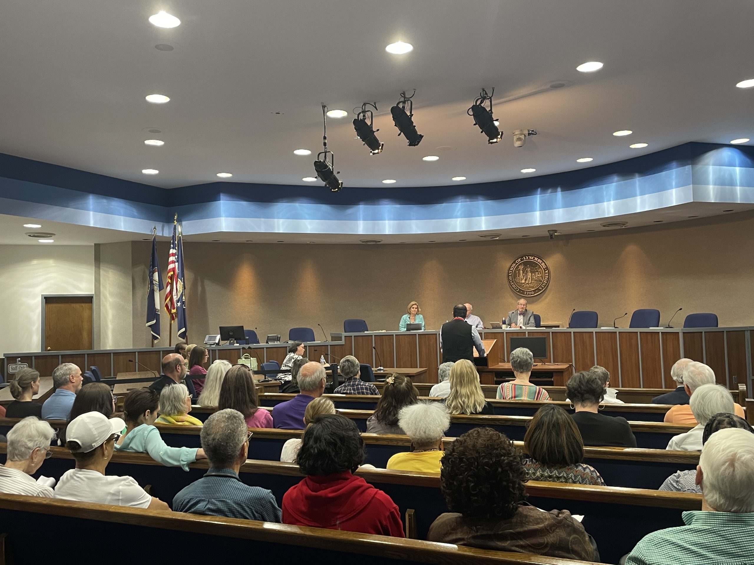 The Lynchburg Electoral Board meeting Thursday was held in city council chambers. Photo by Tobi Laukaitis.