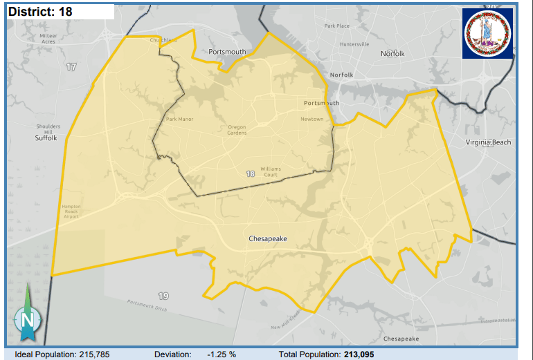 Senate District 18. Courtesy of Virginia Supreme Court.