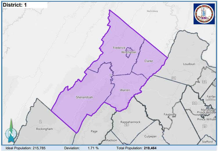Senate District 1. Courtesy of Virginia Supreme Court.