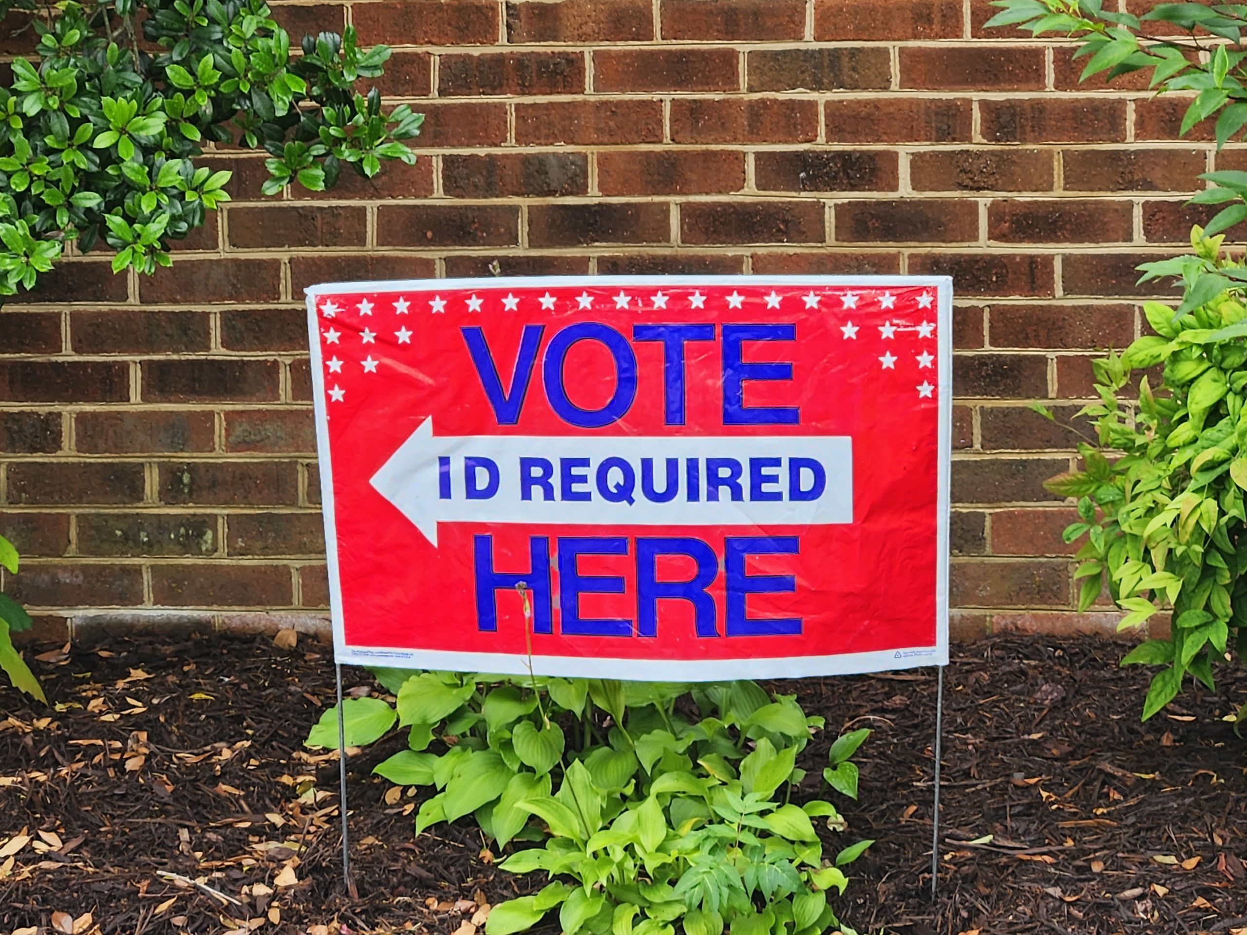 A sign at the Troutville precinct in Botetourt County. Photo by Dwayne Yancey.
