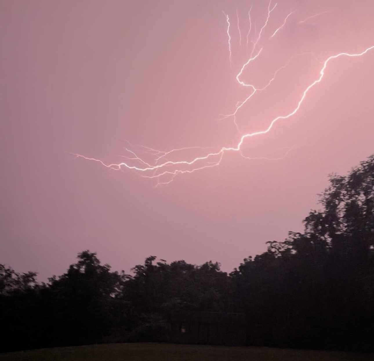 Lightning zigzags over the Pulaski County night sky on July 5.. Courtesy of Beth DeHart.