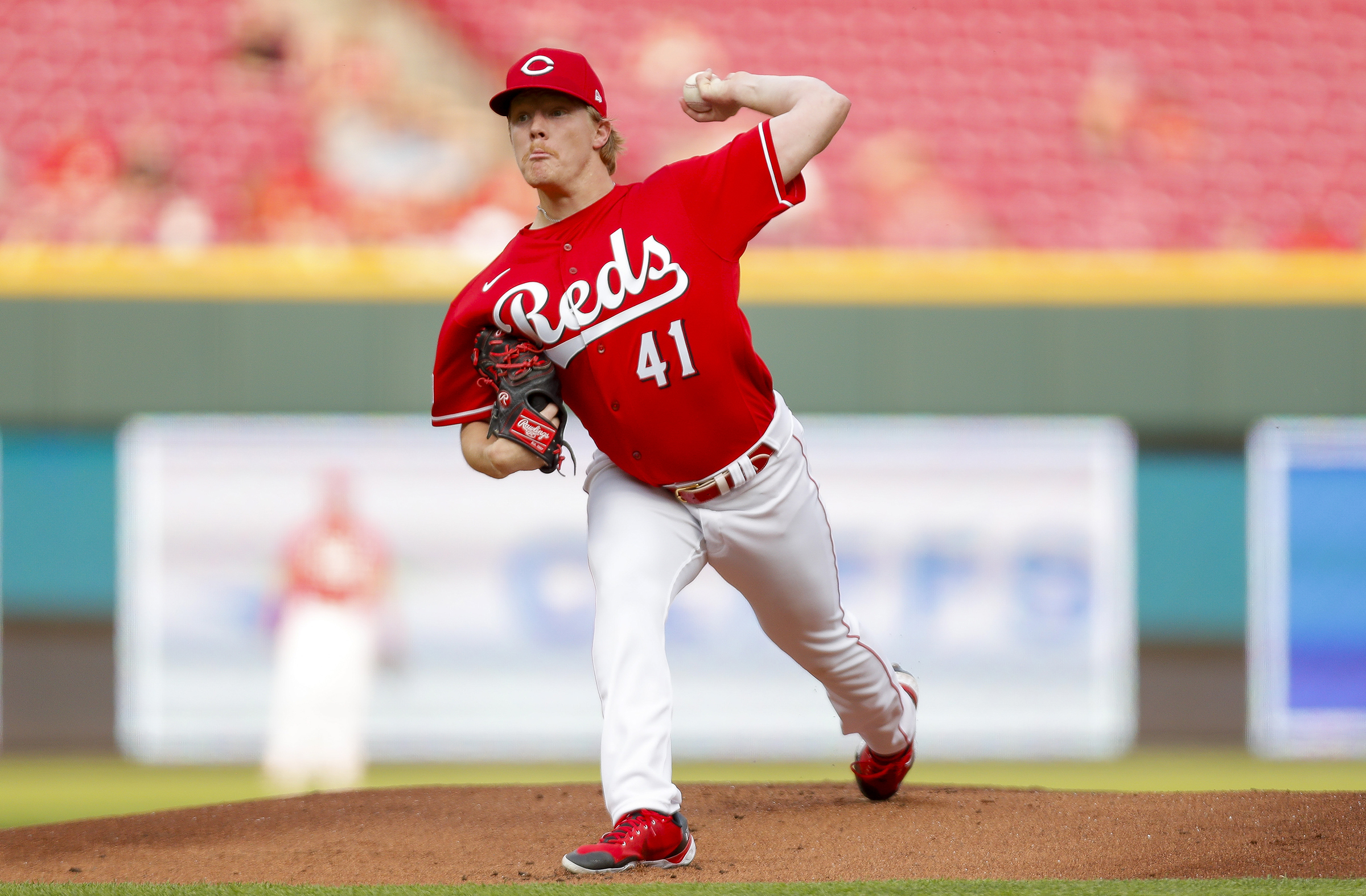 Andrew Abbott pitches against Milwaukee on June 6. Courtesy of Cincinnati Reds.