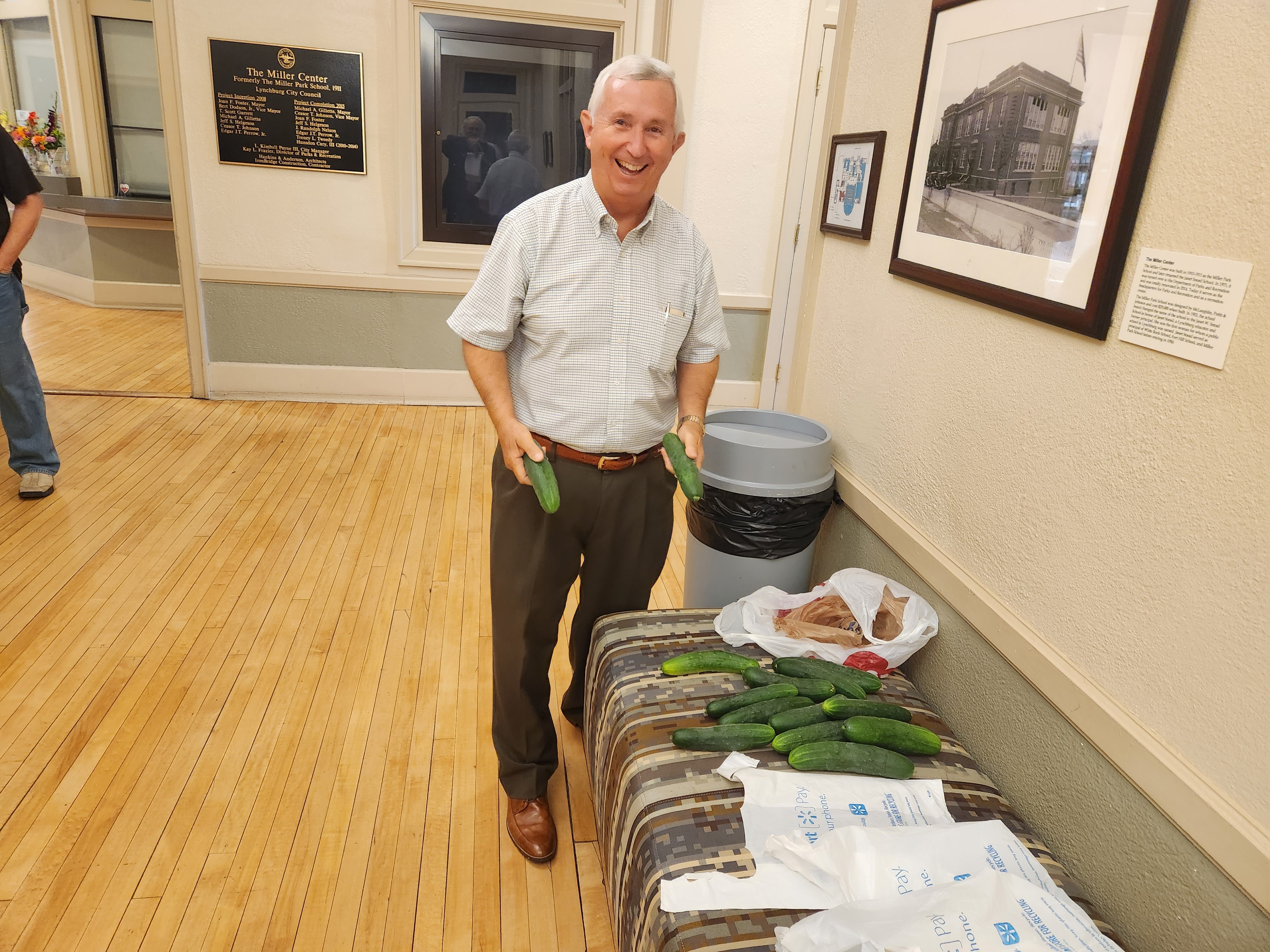 Del. Wendell Walker, R-Lynchburg, shows off some of the bounty from his garden. Photo by Dwayne Yancey