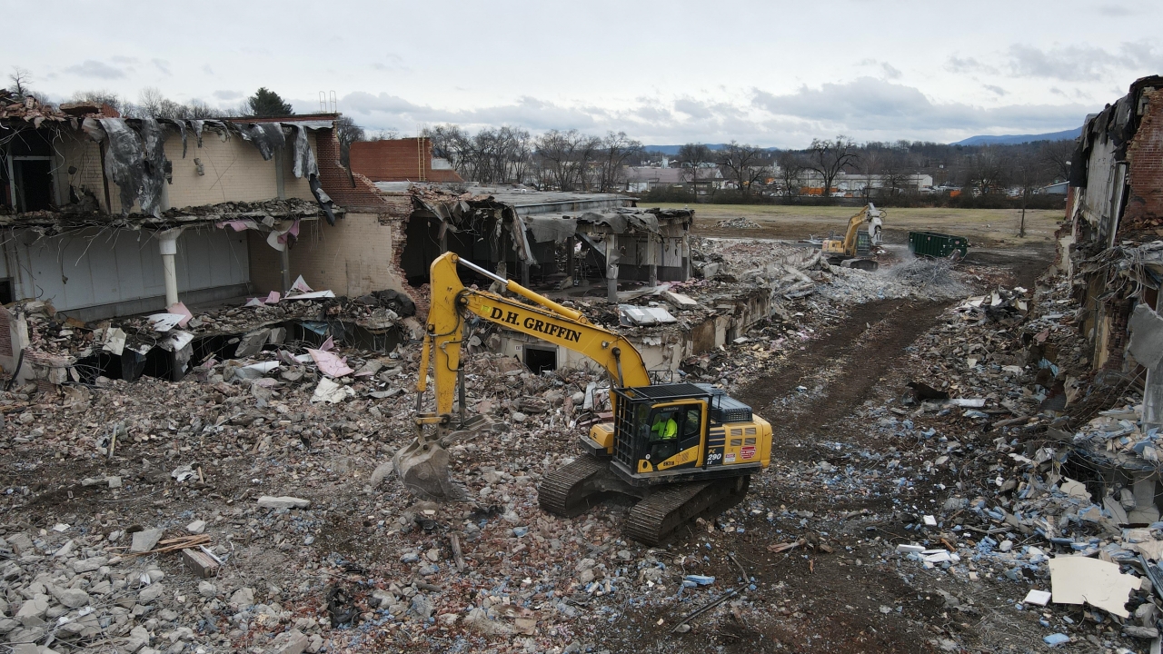 Demolition in progress. Photo provided by Joe Thompson.