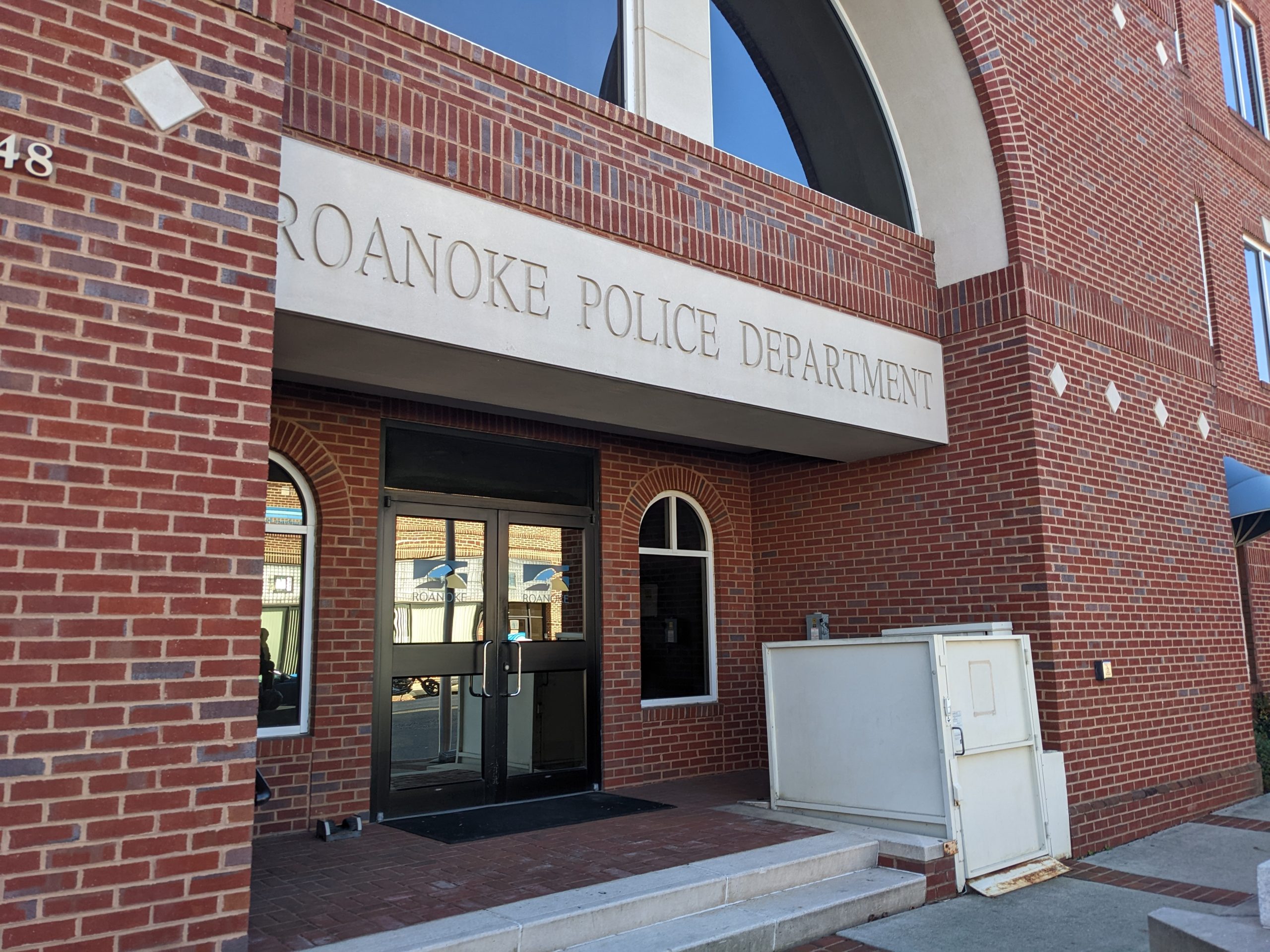 Front door of the Roanoke Police Department.
